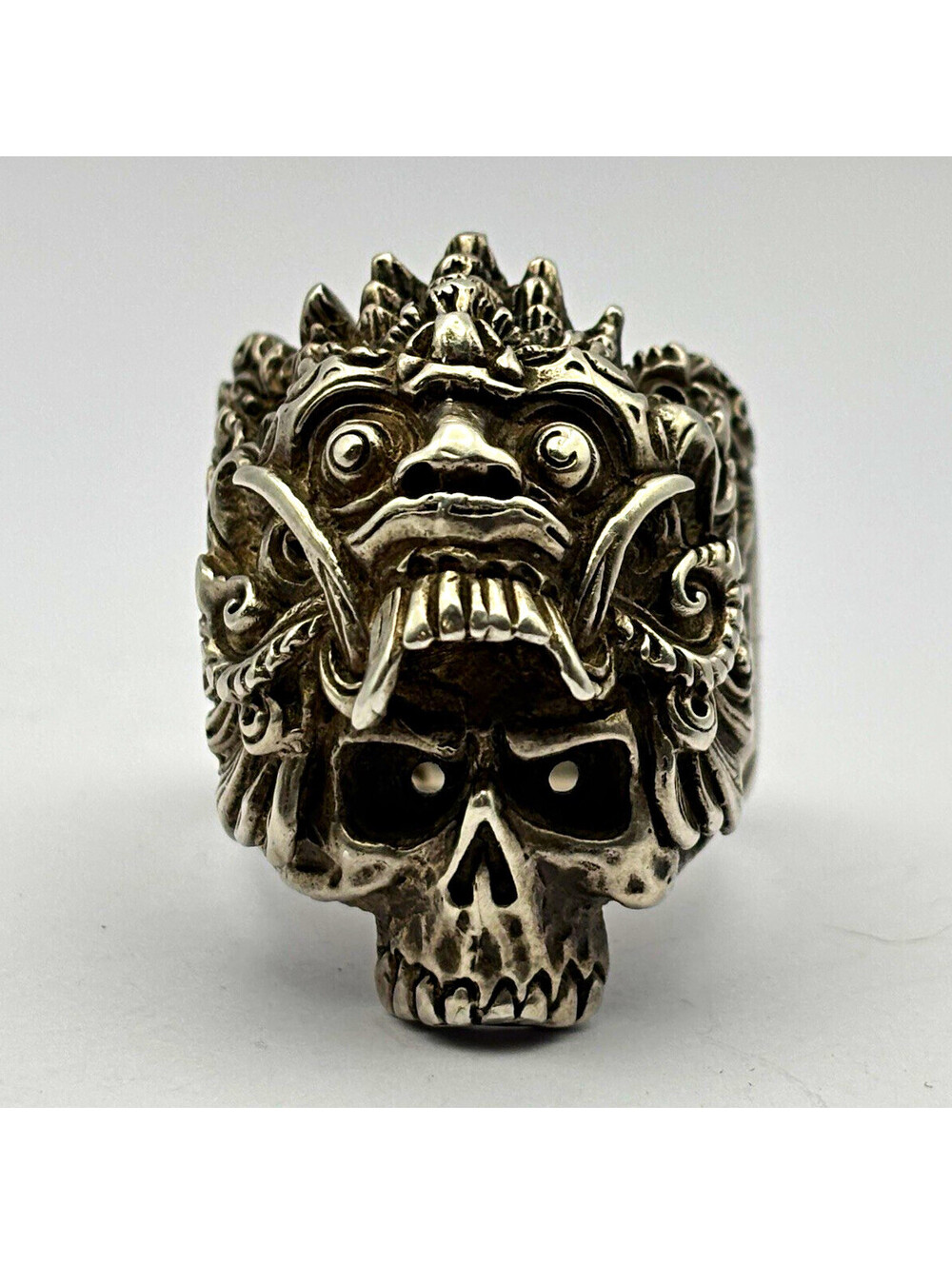 Silver Tone Skull Ring for Unisex Adults, Skull Shape, Skulls Theme, Silver